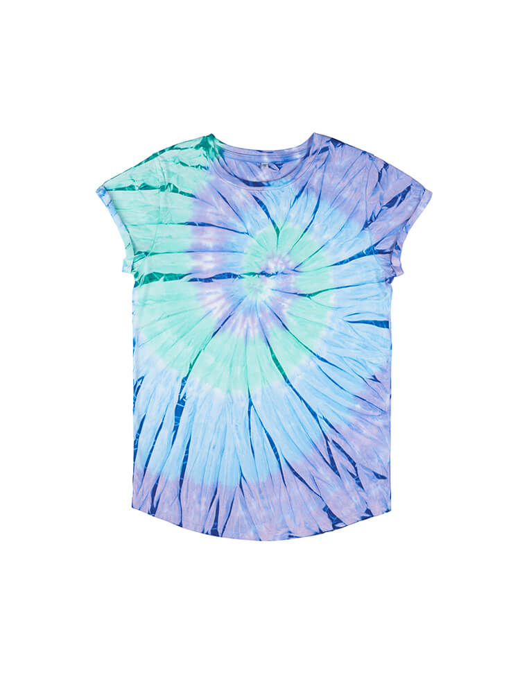 EP16 CAMISETA MANGA ENROLLADA MUJER Tie Dye Blue Green