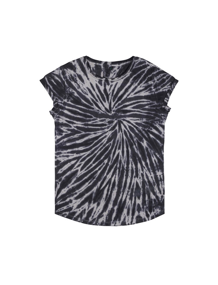 EP16 CAMISETA MANGA ENROLLADA MUJER Tie Dye Black