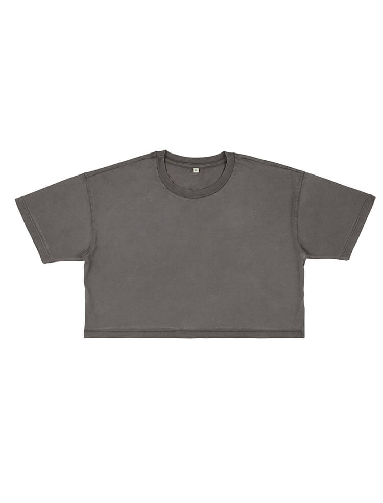 EP26 CAMISETA DE MUJER MUY CORTA DE CORTE SUELTO Stone Wash Grey